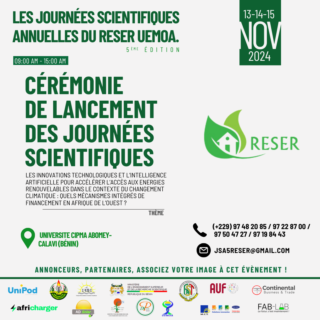 5ème Edition Des Journées Scientifiques Annuelles  Du RESER (JSA – 2024)